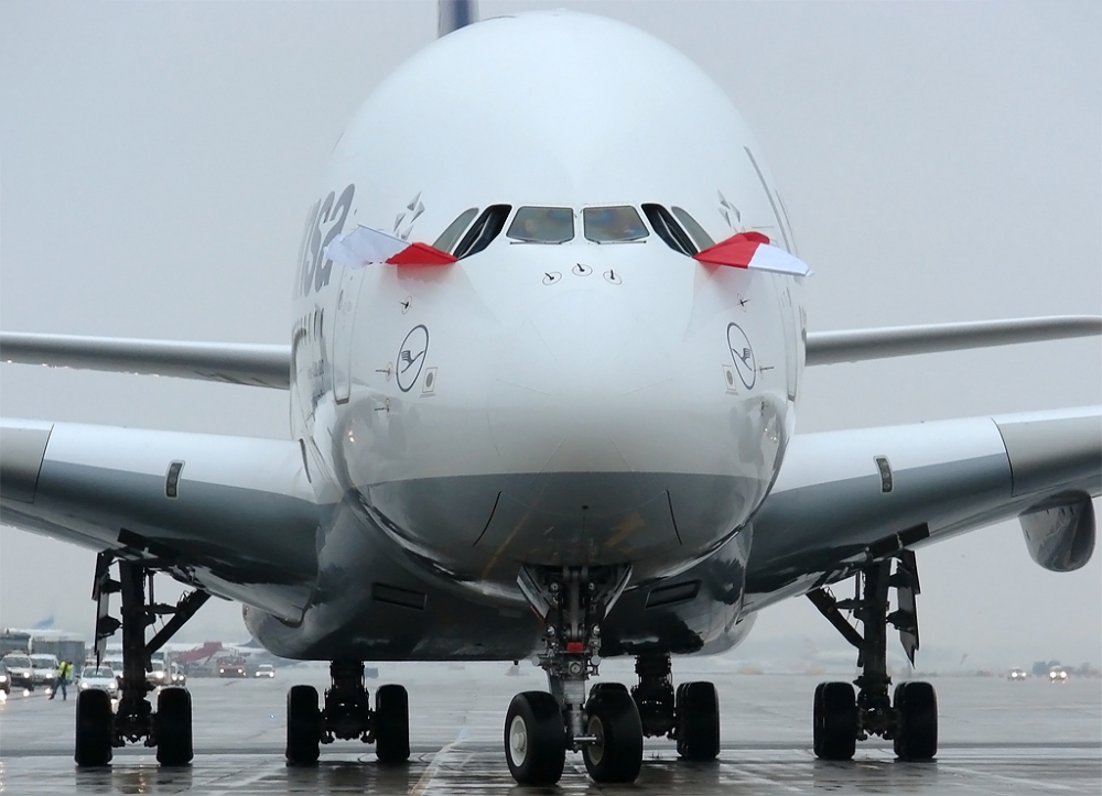 A380  Lufthansy podczas wizyty w Warszawie
