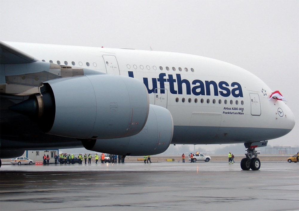 A380  Lufthansy podczas wizyty w Warszawie