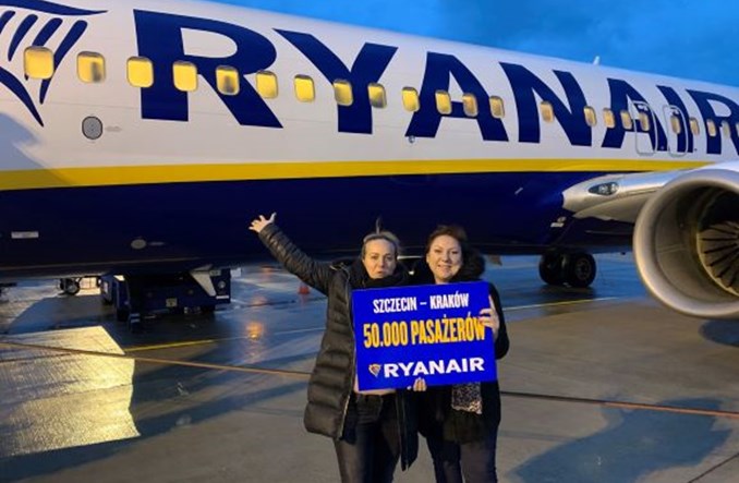 50 tys. pasażerów Ryanaira na trasie Szczecin – Kraków