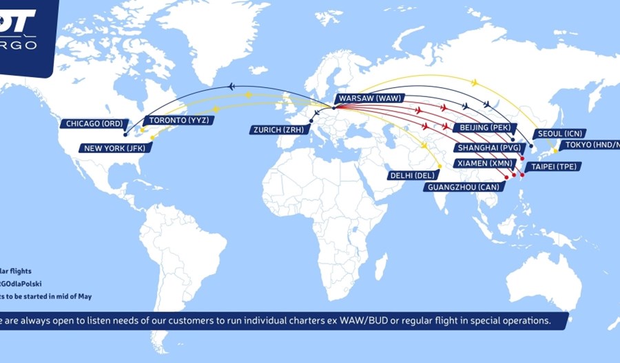 Cztery nowe trasy LOT Cargo. Poleci za Atlantyk oraz do Azji Cztery nowe trasy LOT Cargo. Poleci za Atlantyk oraz do Azji