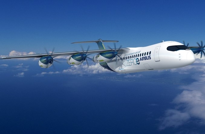 Airbus zaprezentował samolot na wodór z sześcioma silnikami turbośmigłowymi 