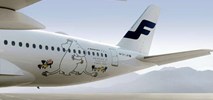 Muminek i Migotka na kadłubach A350 z okazji jubileuszu Finnair 