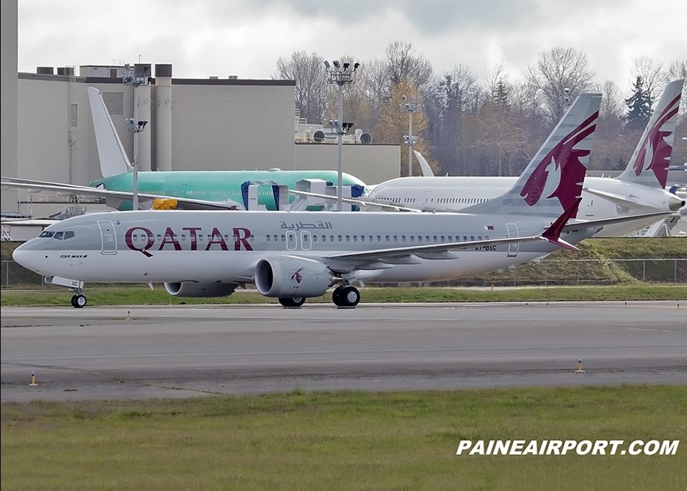 Pierwszy 737 MAX 8 dla Qatar Airways tuż przed odlotem z Everett