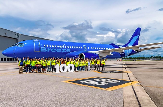 Airbus dostarczył 100. samolot z rodziny A220 z fabryki w Mobile