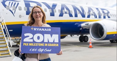 Ryanair przewiózł 20 milionów pasażerów w Gdańsku 