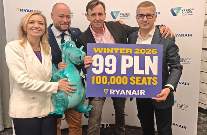 Kraków: Zimą 4 nowe trasy i rekordowy rozkład rejsów Ryanaira