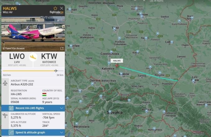 Wizz Air ewakuował A320 ze Lwowa do Katowic 