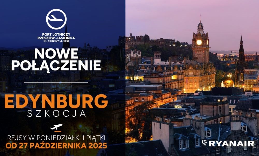 Rzeszów: Nowe połączenie Ryanaira do Edynburga