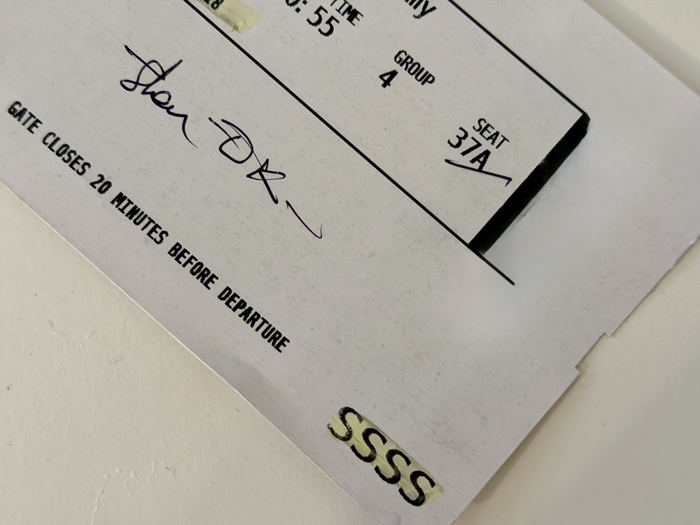 SSSS na kartach pokładowych lotów do USA