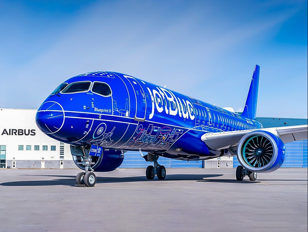 JetBlue przywraca malowanie Blueprint. Nowa odsłona na airbusie A220