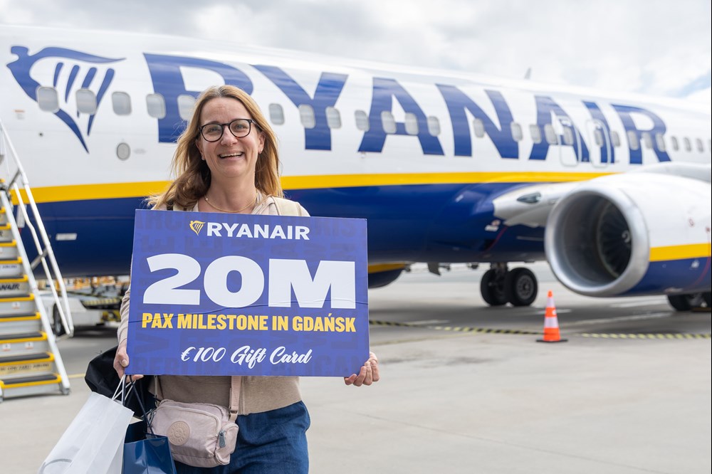 Ryanair przewiózł 20 milionów pasażerów w Gdańsku