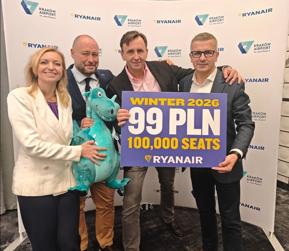 Kraków: Zimą 4 nowe trasy i rekordowy rozkład rejsów Ryanaira